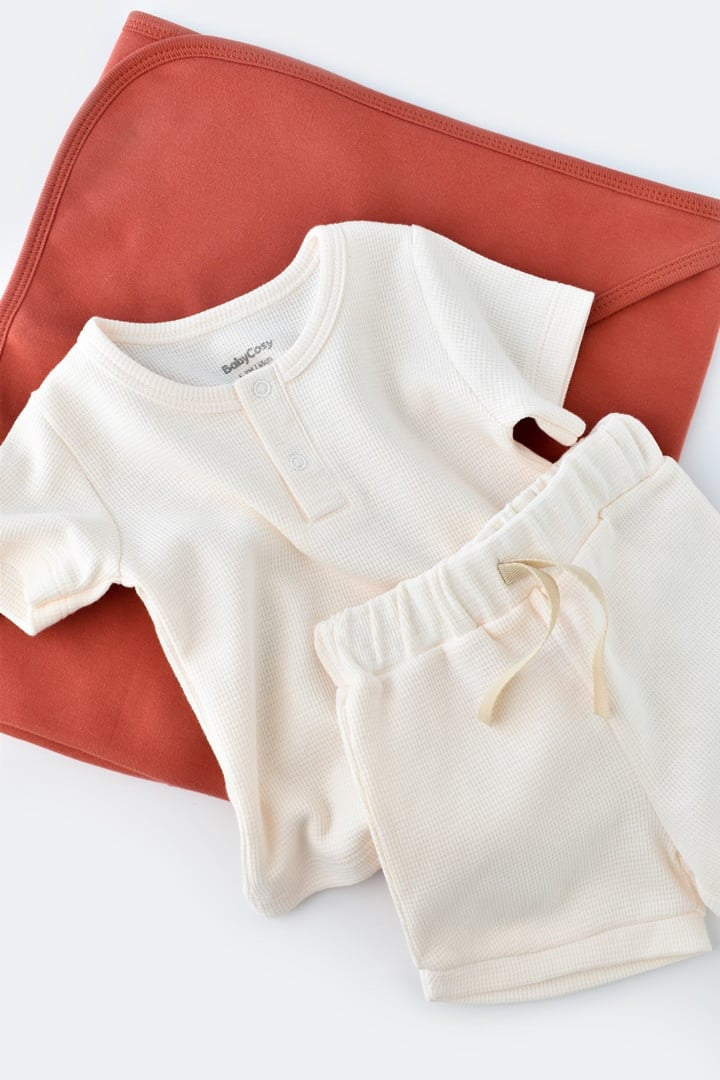 Set tricou cu pantaloni scurti - 100% bumbac organic - , BabyCosy